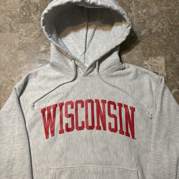 Vintage Champion Reverse Weave Hoodie Mens Medium Wisconsin State Y2K - Picture 1 of 8